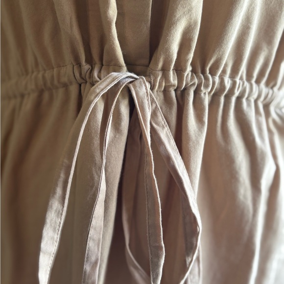 Sweet Magnolia Tan Long Sleeve Cotton Shirt Dress Cutout On Bottom Size L - Picture 4 of 14